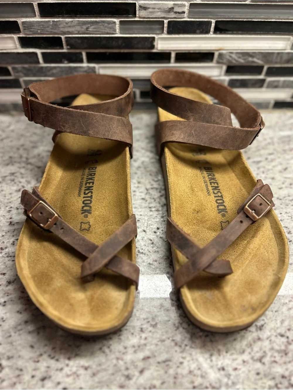 Birkenstock Yara Brown Leather Ankle-Strap Sandals women’s size 11(42)